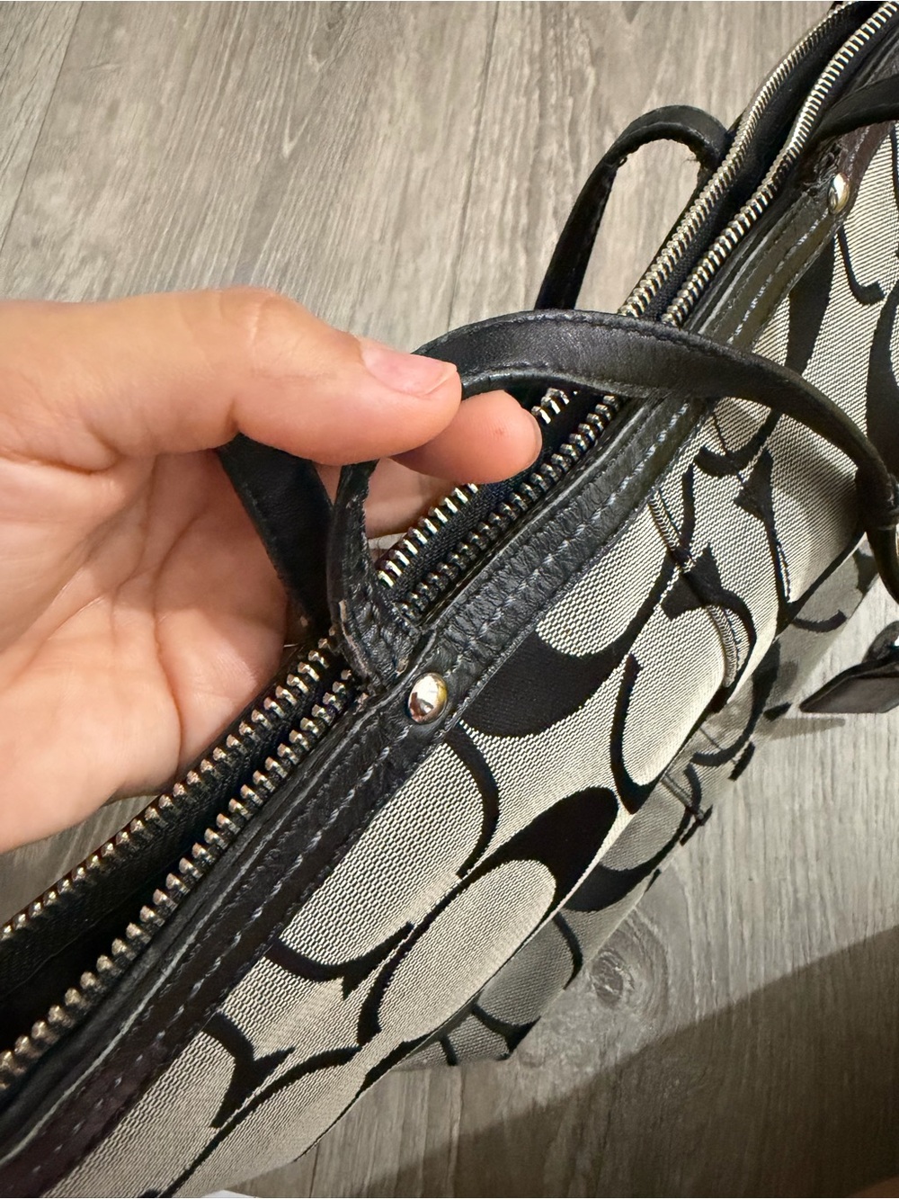 Coach Black and Silver Signature Logo Tote - Picture 11 of 11